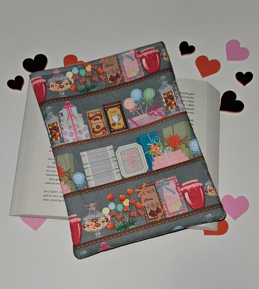 'Sweet Shop' Themed Book Sleeve, Book Protector, Book Sleeves, Gift for book lovers, Book Cover, bookish, Valentines