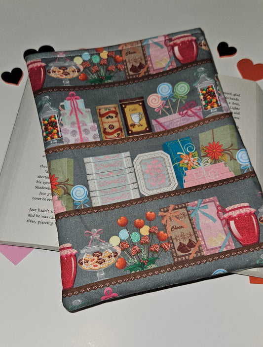 'Sweet Shop' Themed Book Sleeve, Book Protector, Book Sleeves, Gift for book lovers, Book Cover, bookish, Valentines