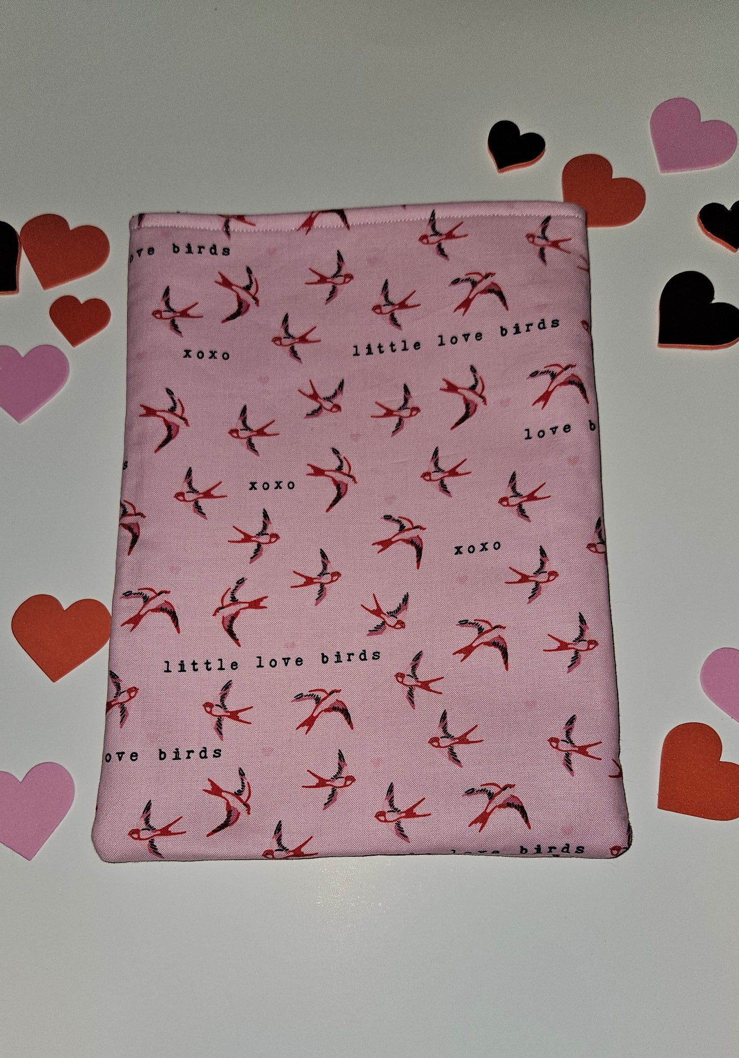 Pink 'Love Birds' Book Sleeve, Book Covers, Book Sleeves, Book Protector, Gift for Book Lovers, Bookish