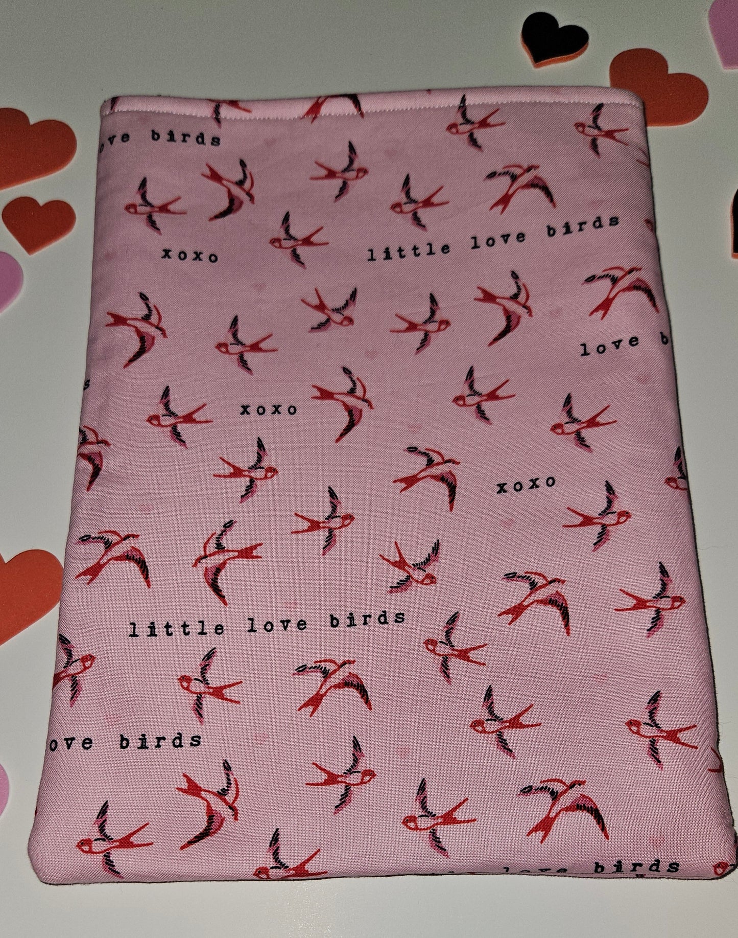 Pink 'Love Birds' Book Sleeve, Book Covers, Book Sleeves, Book Protector, Gift for Book Lovers, Bookish