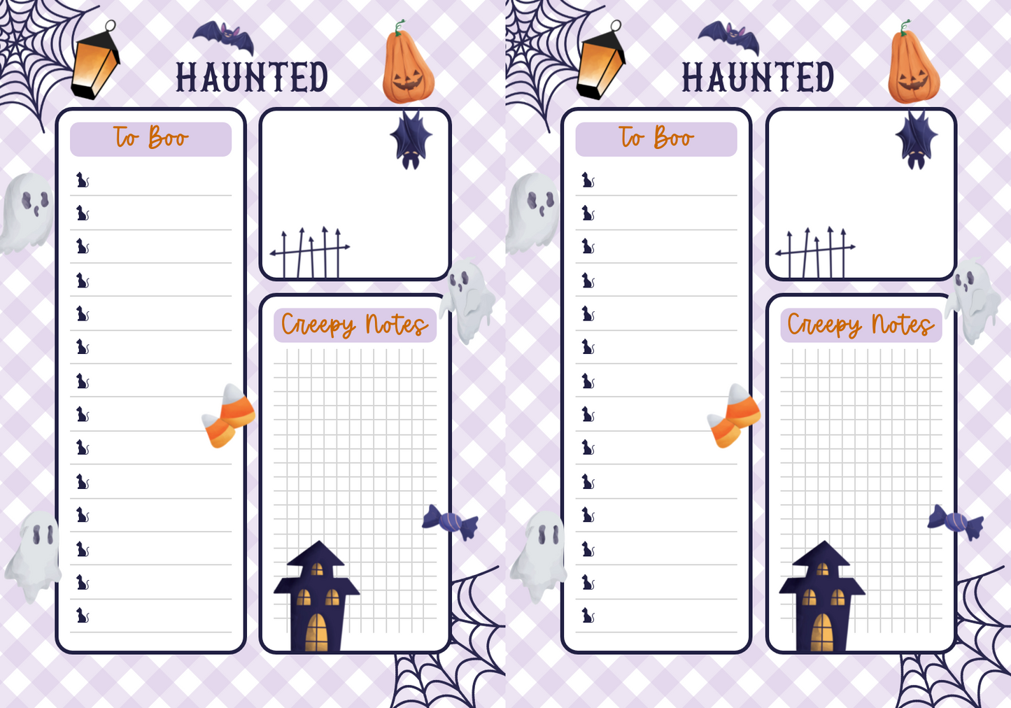 Haunted Note Pad, Digital Download, Halloween themed notepad, Planner, note taking, Spooky, desk notepad, printable, Personal use only, Note