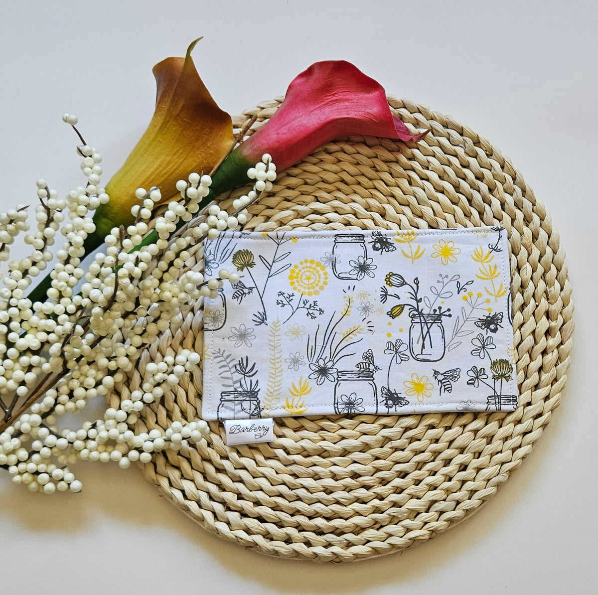 Vase Flowers Sketched Mug Rug Coaster