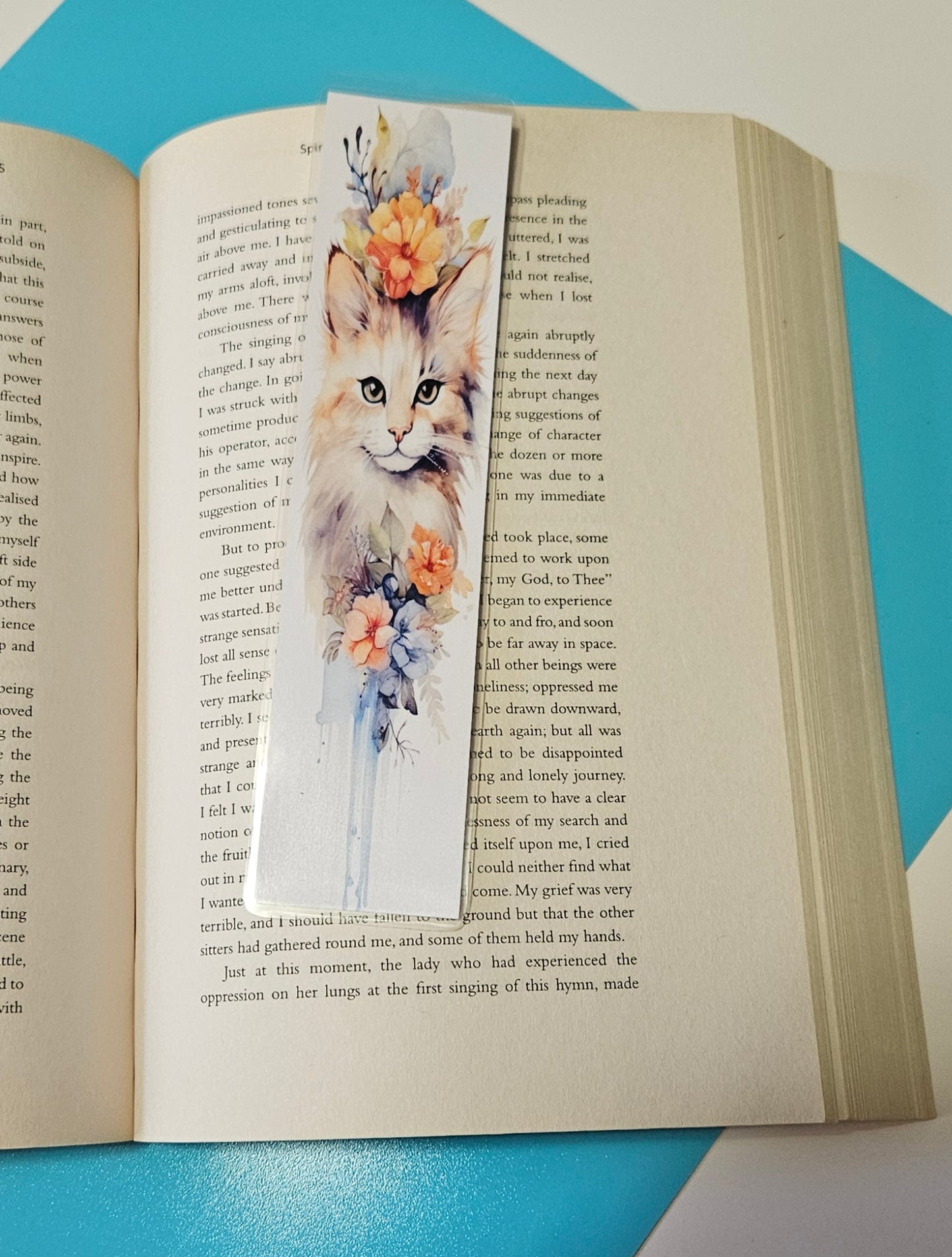 Set of 6 Water Colour Floral Cats Bookmarks for book lovers