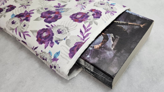Purple, Flowers, Book Sleeves, Book Protecting, Bookish, Gifts for Book Lovers, Book Cover, Holiday Gift Idea, Christmas Gift Idea