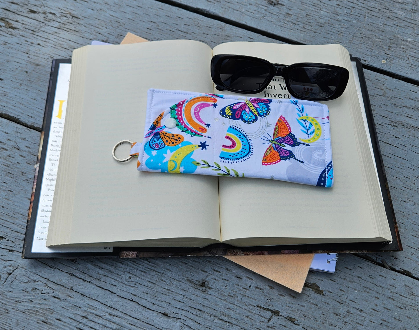 "Butterflies and Rainbows" Sunglasses and Eyeglasses Fabric Cases with keychain loop