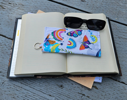 "Butterflies and Rainbows" Sunglasses and Eyeglasses Fabric Cases with keychain loop