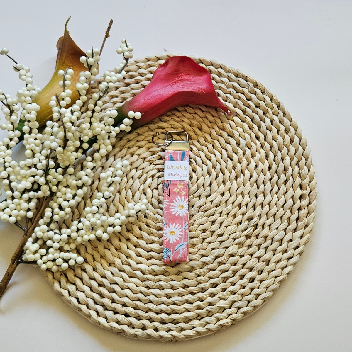 Pastel Florals Wristlet Keychain