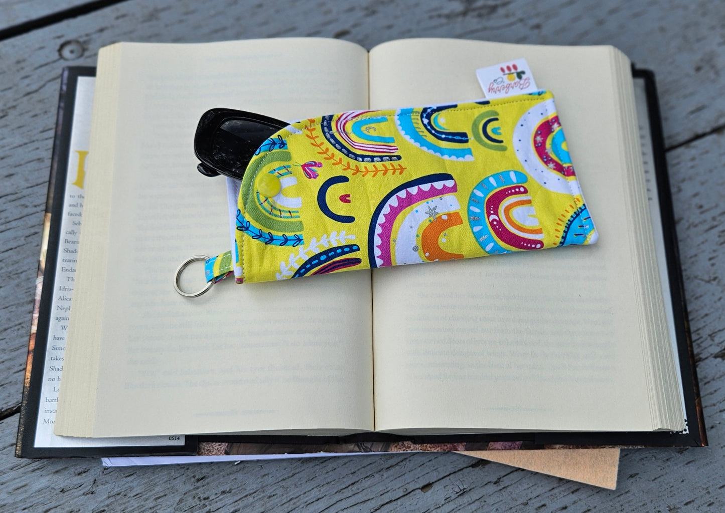 "Yellow Rainbows" Sunglasses or Eyeglasses Fabric Case with a keychain loop