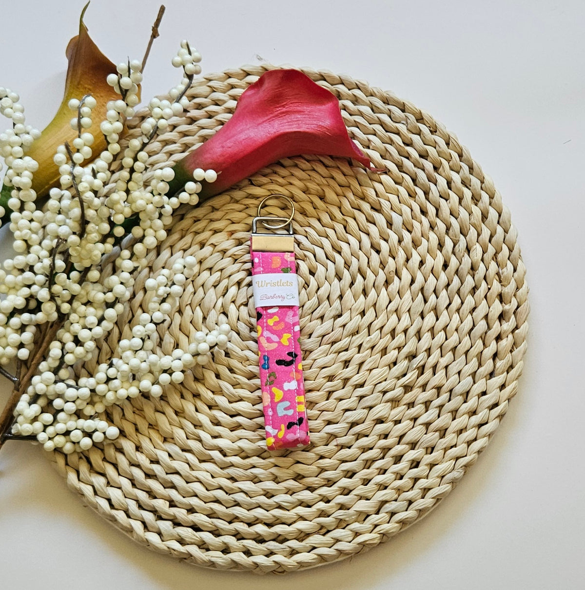 Pink Cheetah Wristlet Keychain