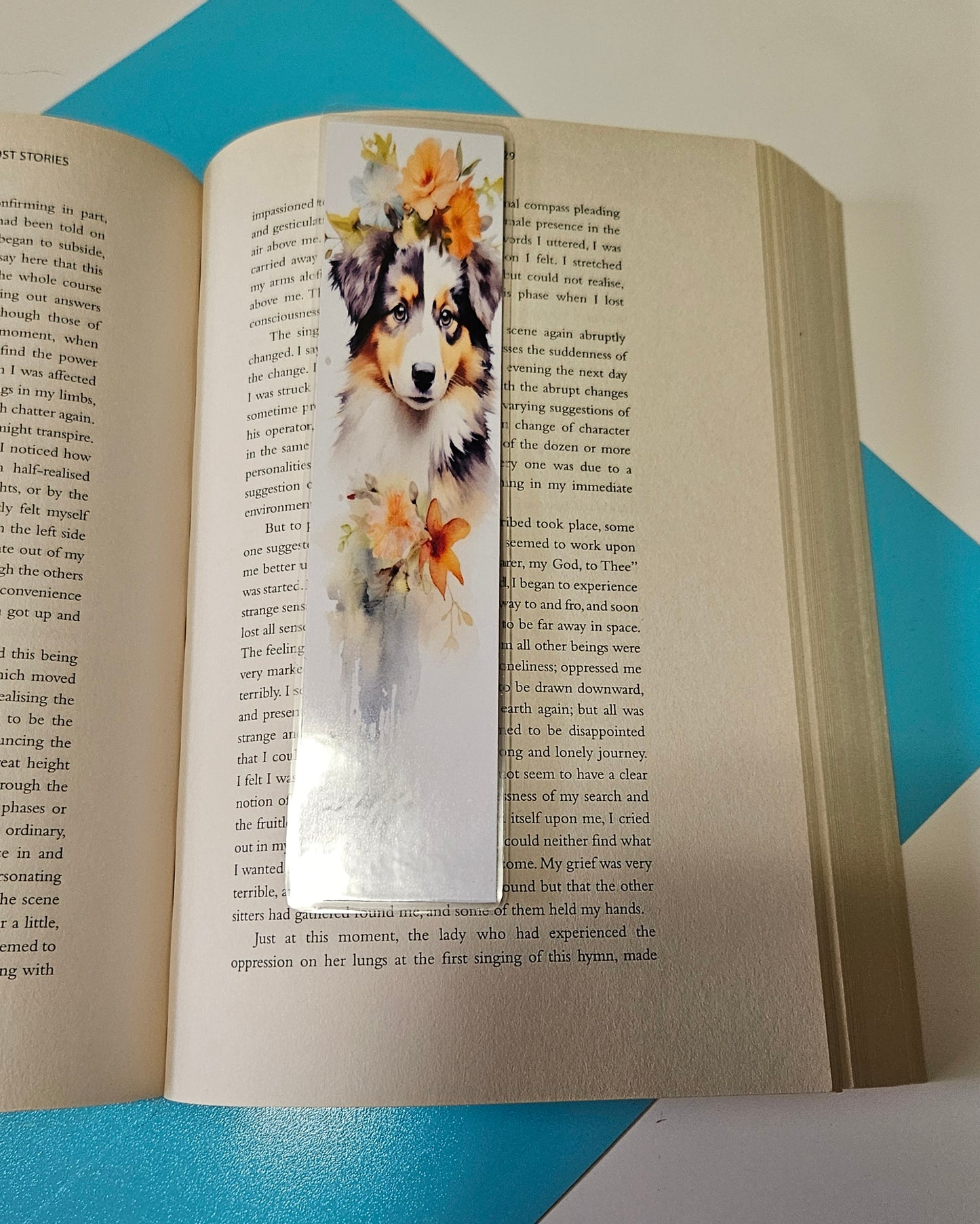Set of 6 Water Colour Floral Dogs Bookmarks for book lovers, part 1