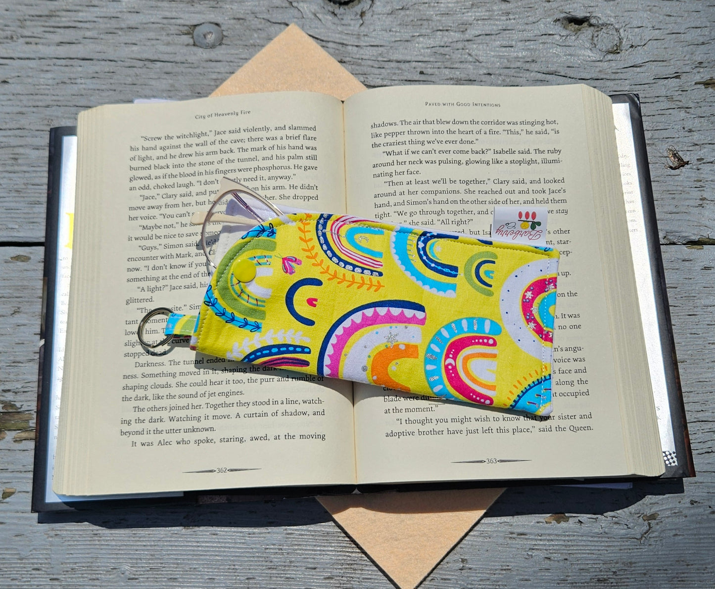 "Yellow Rainbows" Sunglasses or Eyeglasses Fabric Case with a keychain loop