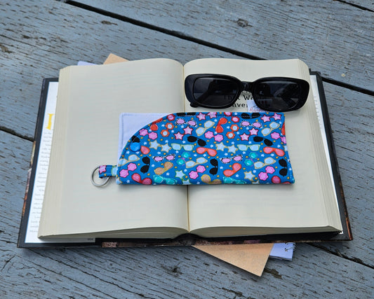 "Loads of Sunglasses" Sunglasses and Eyeglasses Fabric Cases with keychain loop