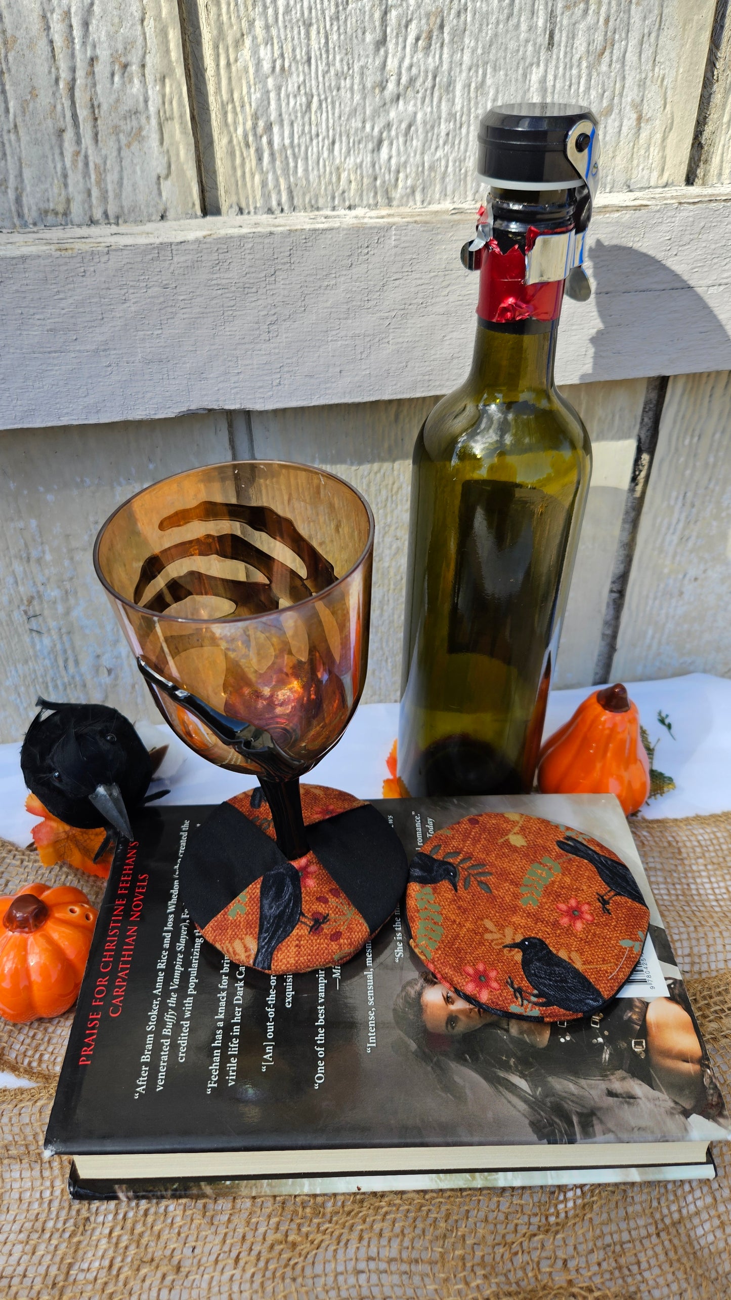 Harvest Crow WIne Glass Coaster