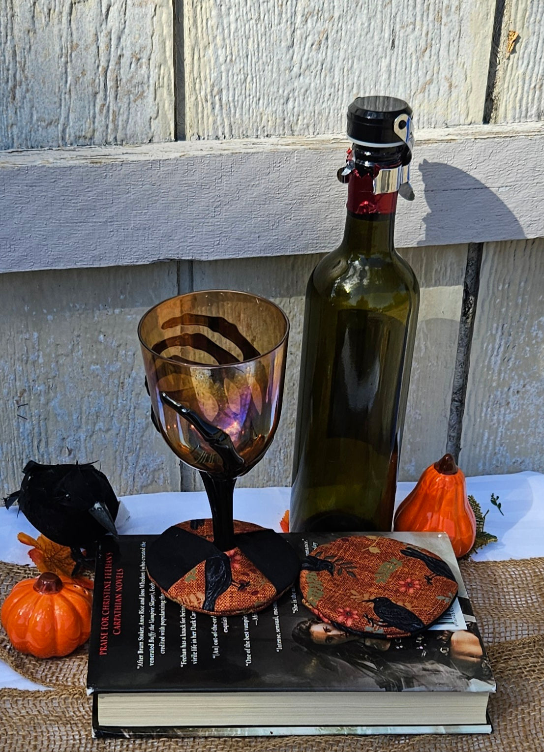 Harvest Crow WIne Glass Coaster