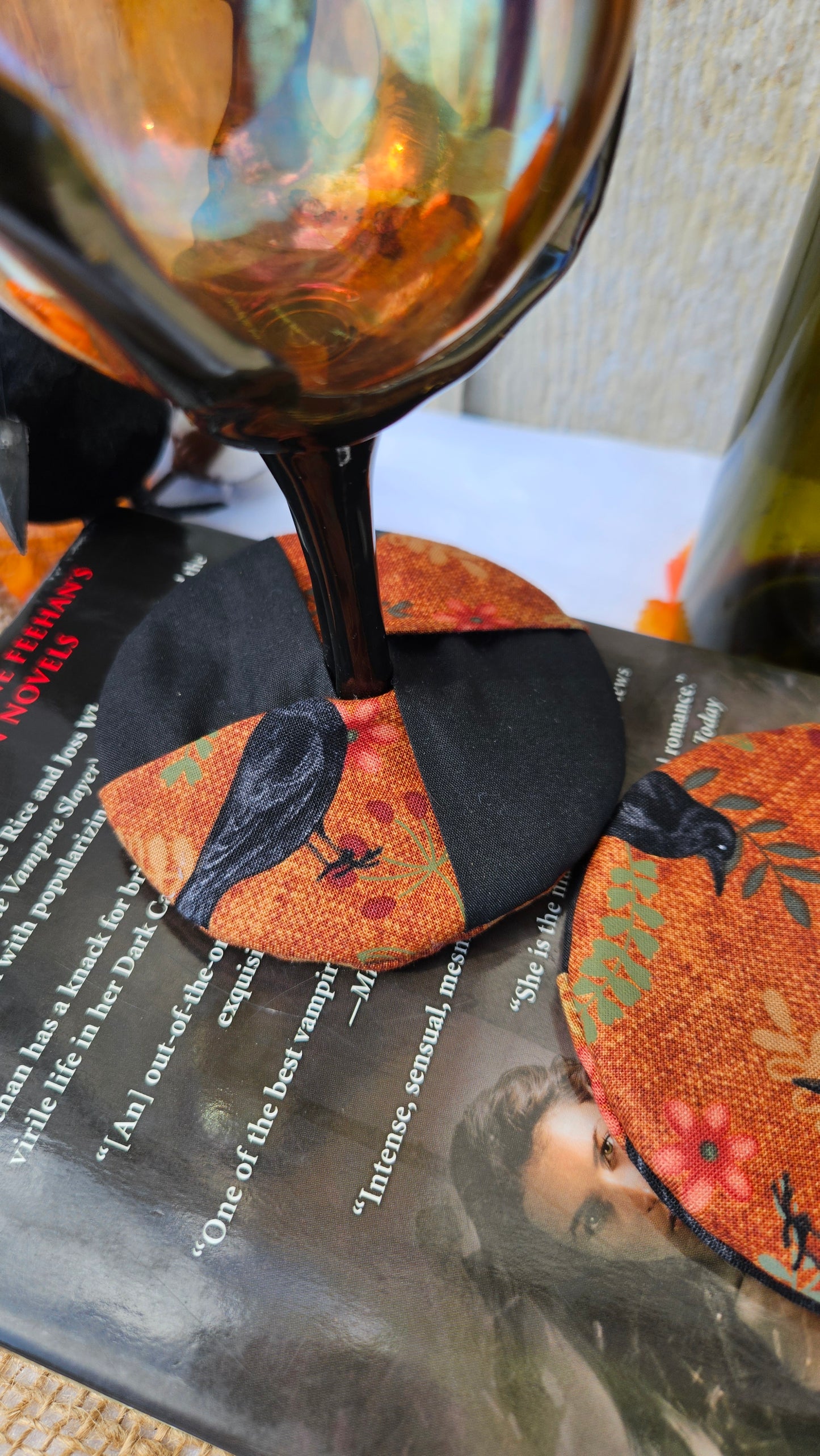 Harvest Crow WIne Glass Coaster