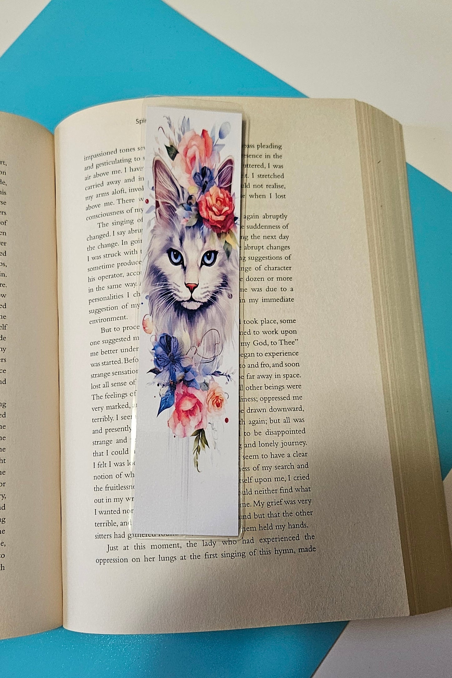 Set of 6 Water Colour Floral Cats Bookmarks for book lovers