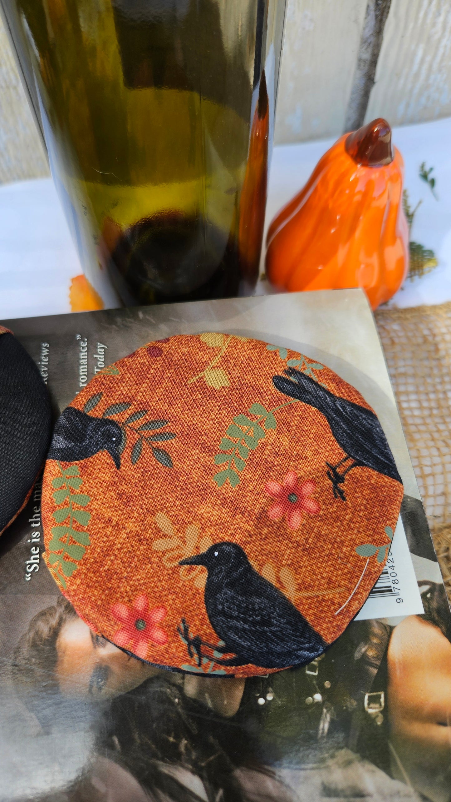 Harvest Crow WIne Glass Coaster