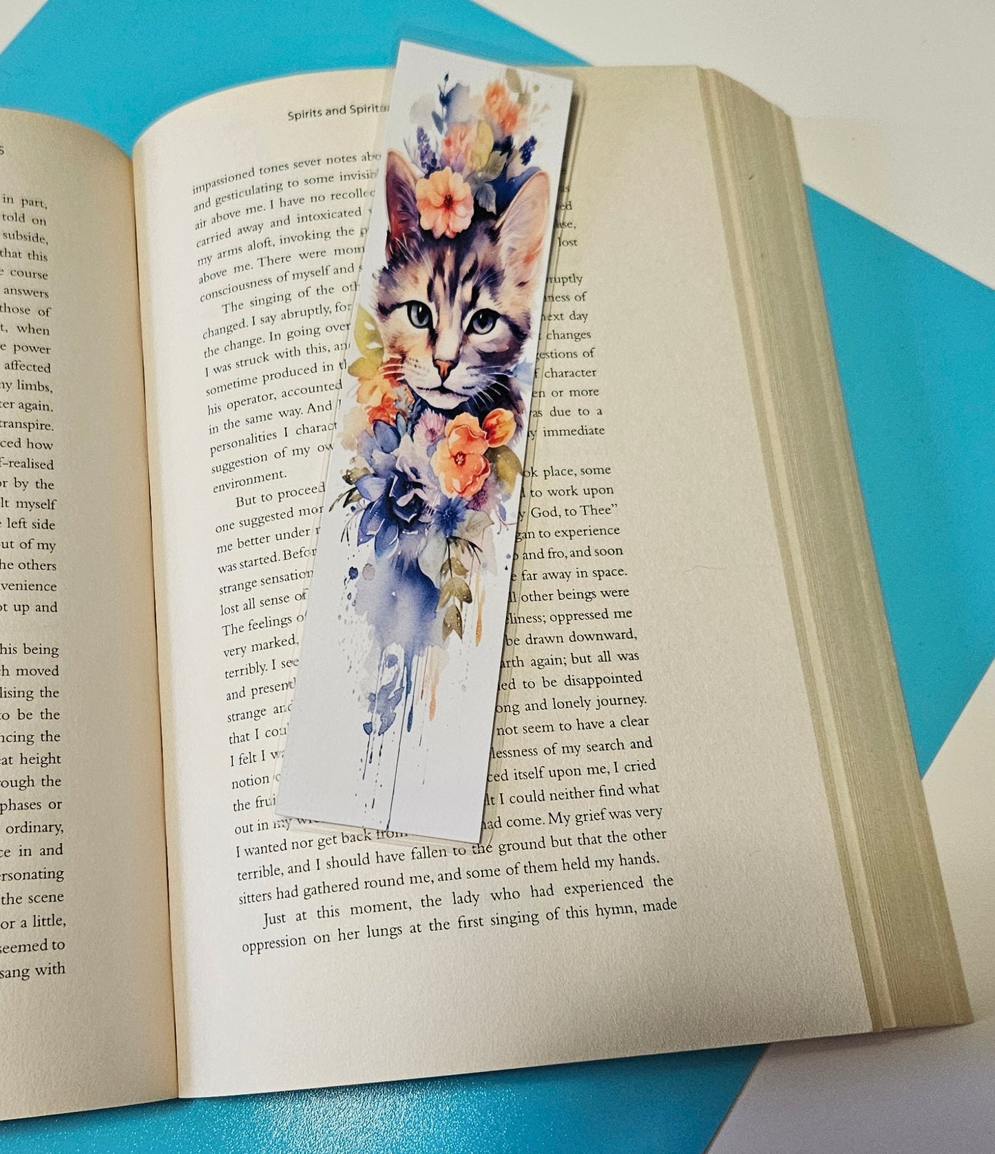 Set of 6 Water Colour Floral Cats Bookmarks for book lovers