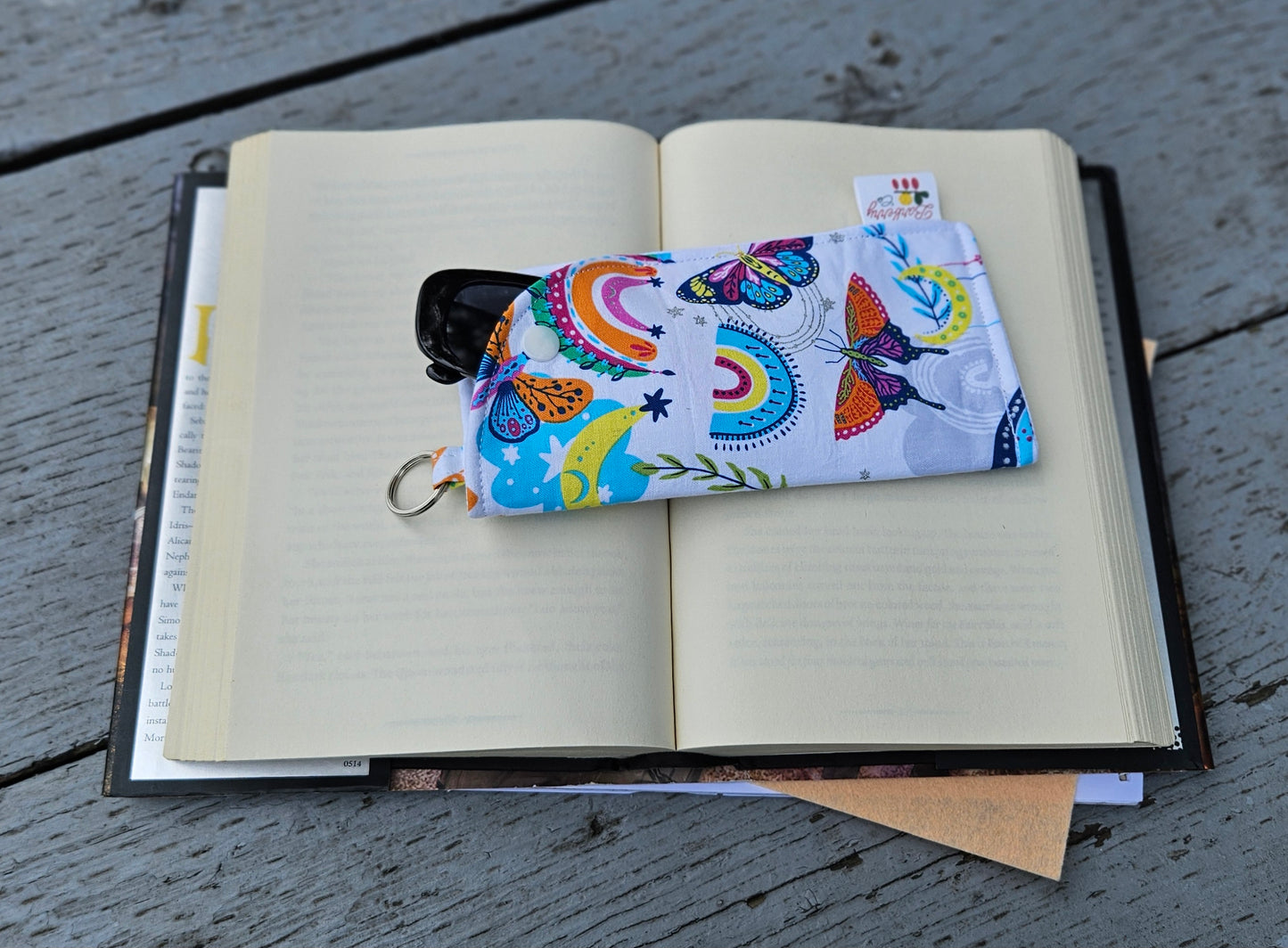 "Butterflies and Rainbows" Sunglasses and Eyeglasses Fabric Cases with keychain loop