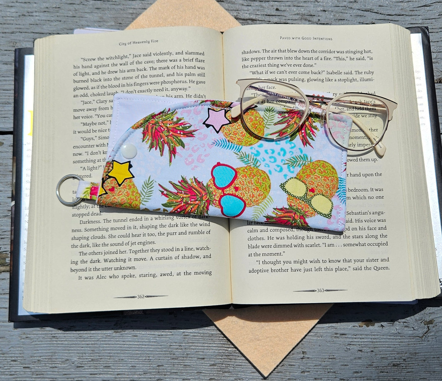 "Summer Pineapples" Sunglasses and Eyeglasses Fabric Cases with keychain loop