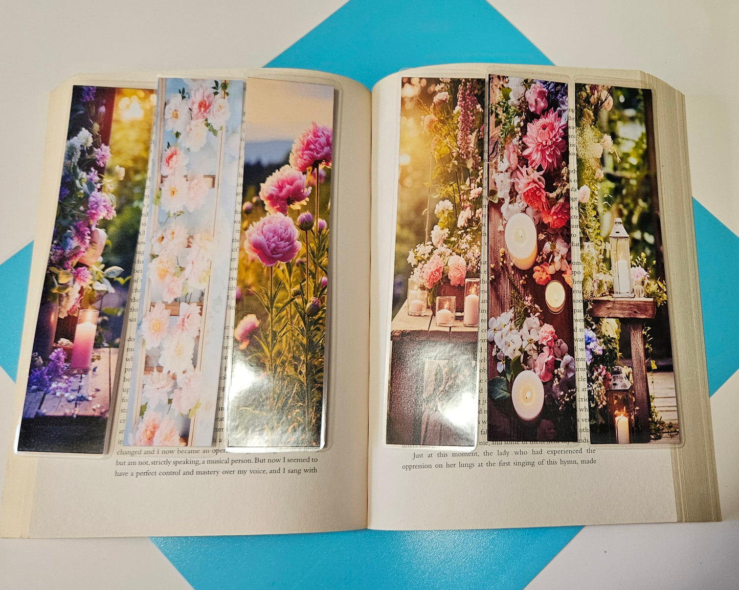 Set of 6 Relaxing Floral Garden Bookmarks
