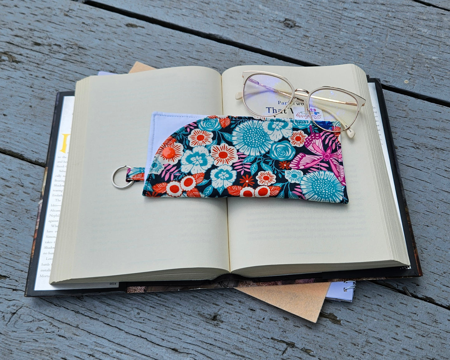 "Night Time Gardens" Sunglasses and Eyeglasses Fabric Case with keychain loop