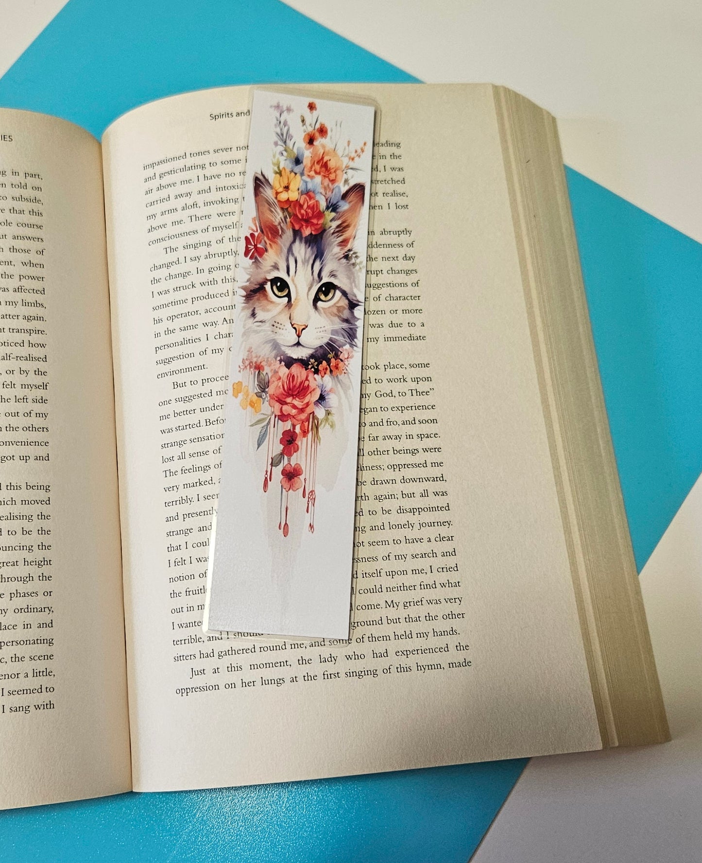 Set of 6 Water Colour Floral Cats Bookmarks for book lovers
