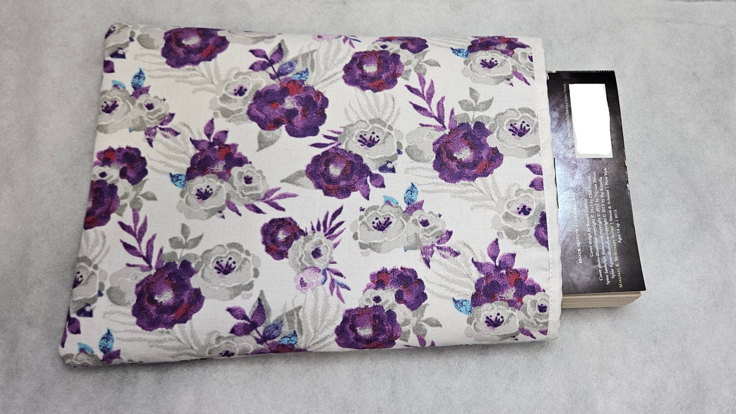 Purple, Flowers, Book Sleeves, Book Protecting, Bookish, Gifts for Book Lovers, Book Cover, Holiday Gift Idea, Christmas Gift Idea