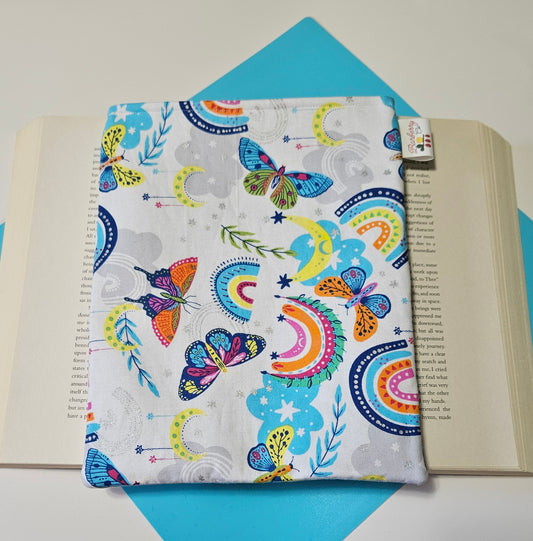 White Butterfly and Rainbows Book Sleeve for book lovers