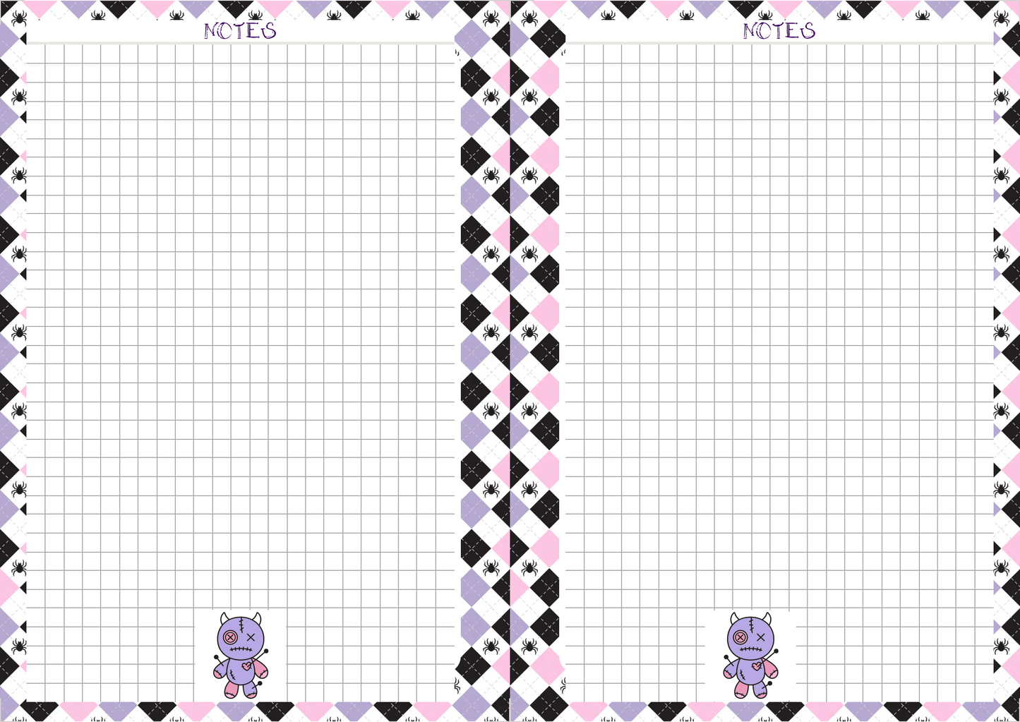 Spooky Cute Note page,Planner note page,Halloween, Stationary,Planning,plans, Grid paper, notes,Printable digital download,Personal use only