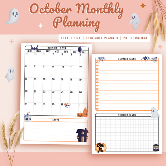 Month Planner,Halloween planner,Digital Download,Halloween,Planner,planner,monthly planner,Spooky, desk planner,printable,Personal Use only