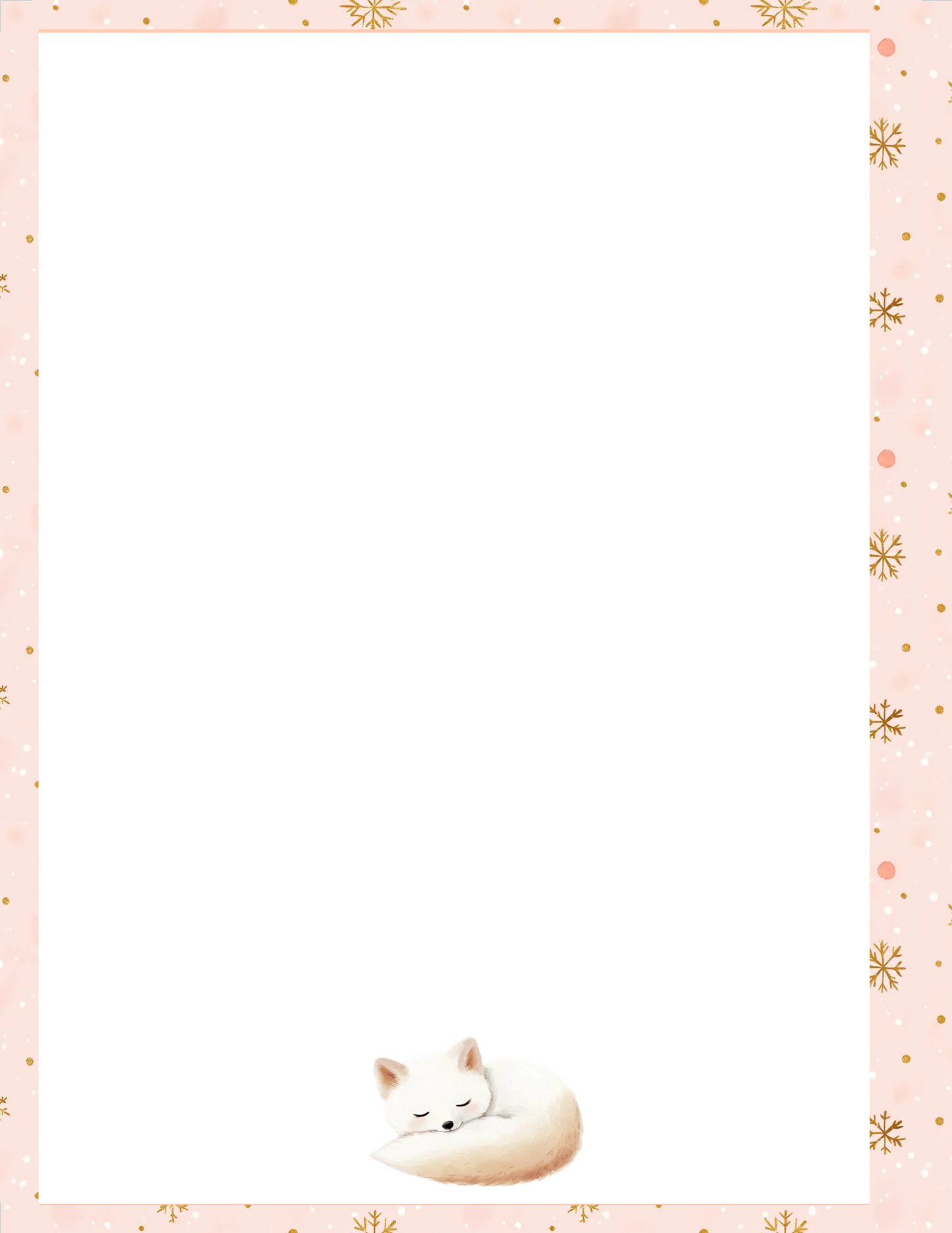 Sleepy Fox Winter Note page, Note taking, Note pad, Digital Download, printable, Personal Use ONLy, Winter Stationary, Pink Stationary