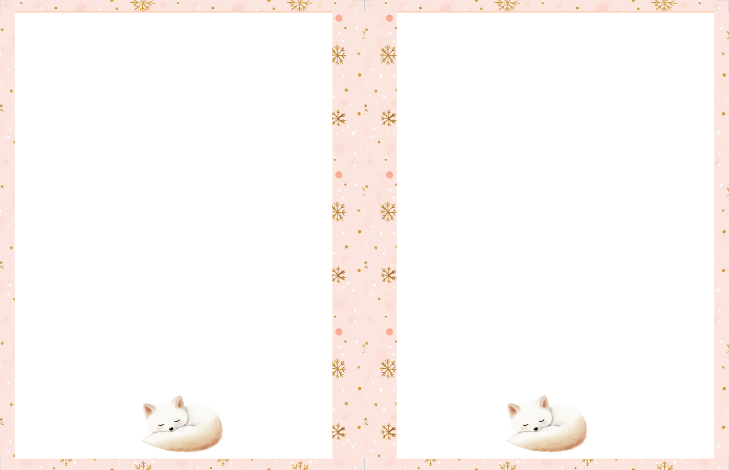 Sleepy Fox Winter Note page, Note taking, Note pad, Digital Download, printable, Personal Use ONLy, Winter Stationary, Pink Stationary