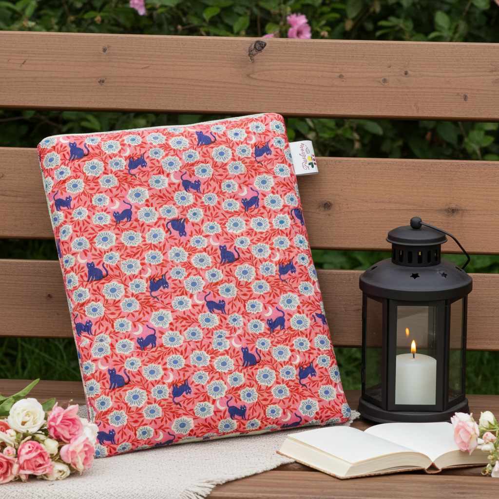 Pink Night Florals and Cats Book Sleeve for book lovers