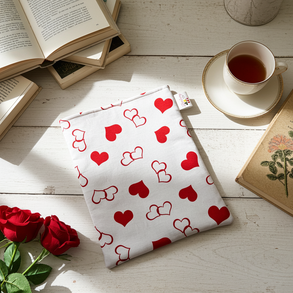 Love and Hearts book sleeve for book lovers