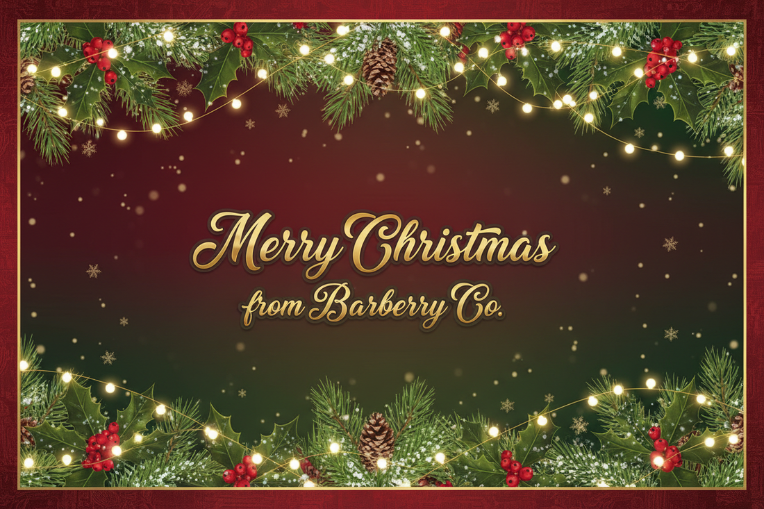 "Merry Christmas from Barberry Co" banner
