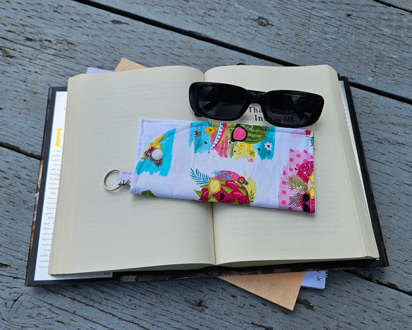 "Beach Fruits" Sunglasses and Eyeglasses Fabric Cases with keychain loop