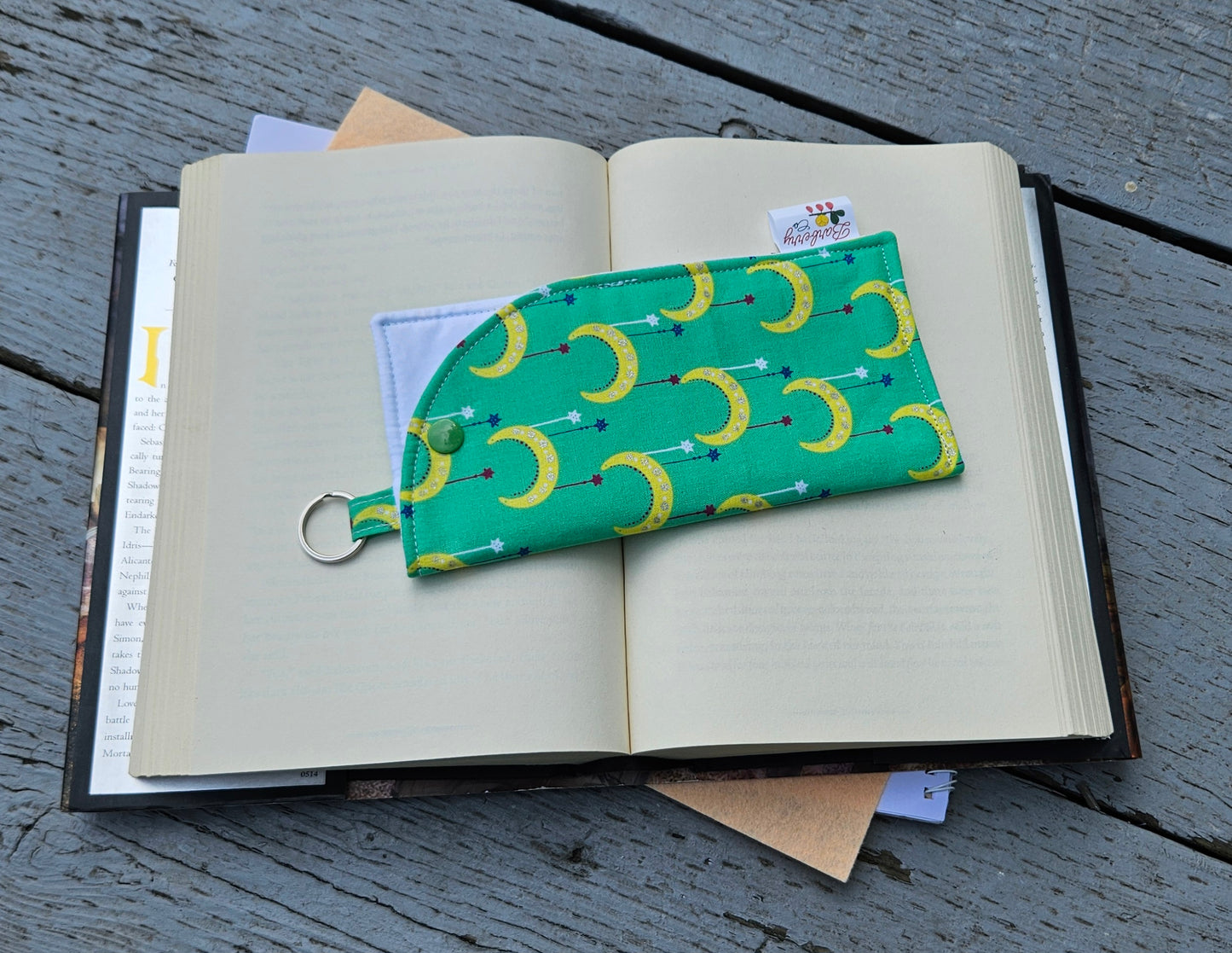 "Moon and Falling Stars" Sunglasses and Eyeglasses Fabric Cases with keychain loop
