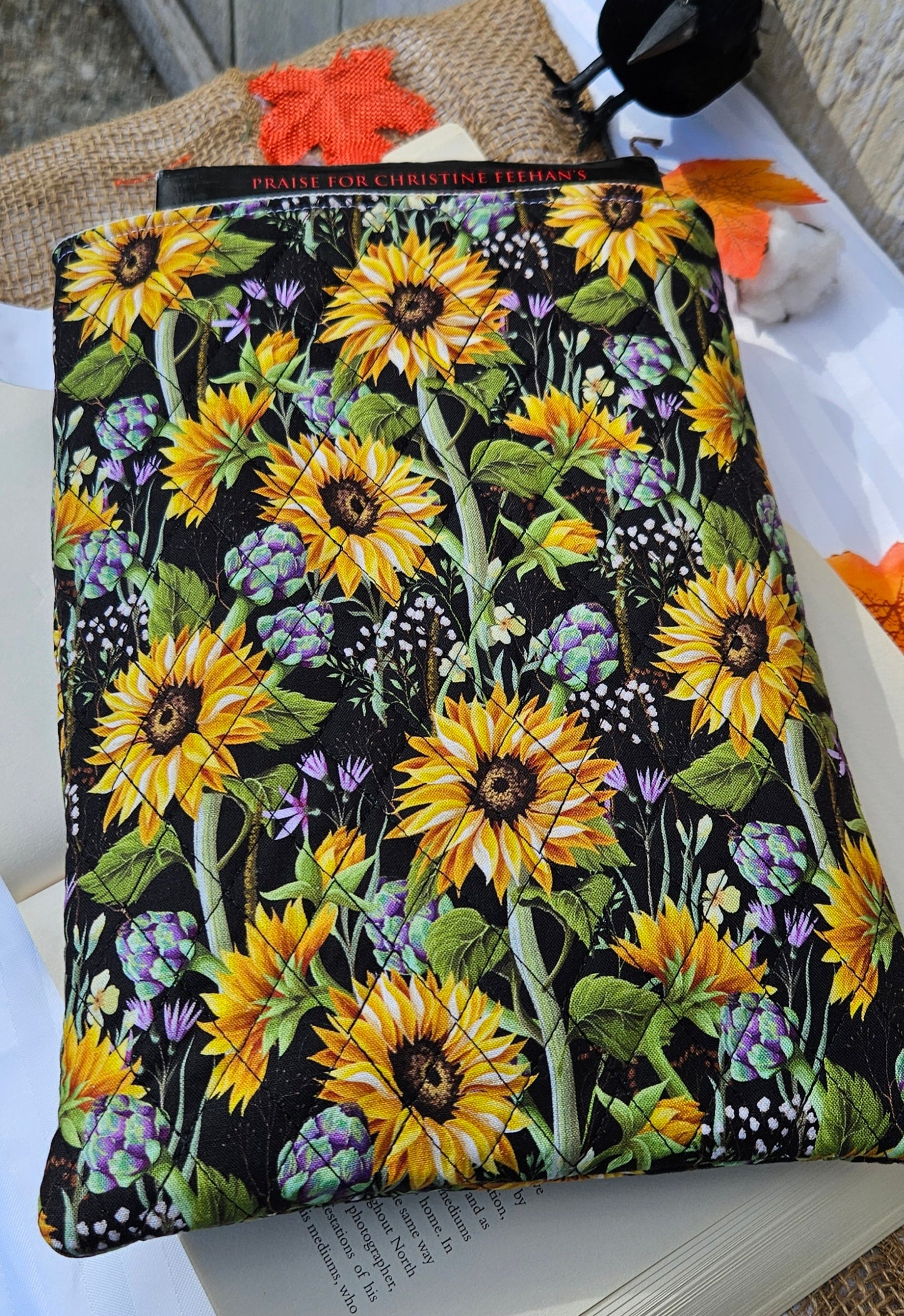 Quilted Sunflowers Book Sleeve