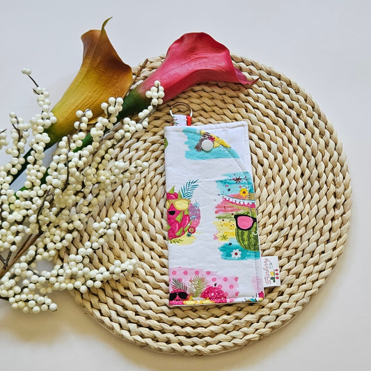 "Beach Fruits" Reading glasses Fabric Cases with keychain loop