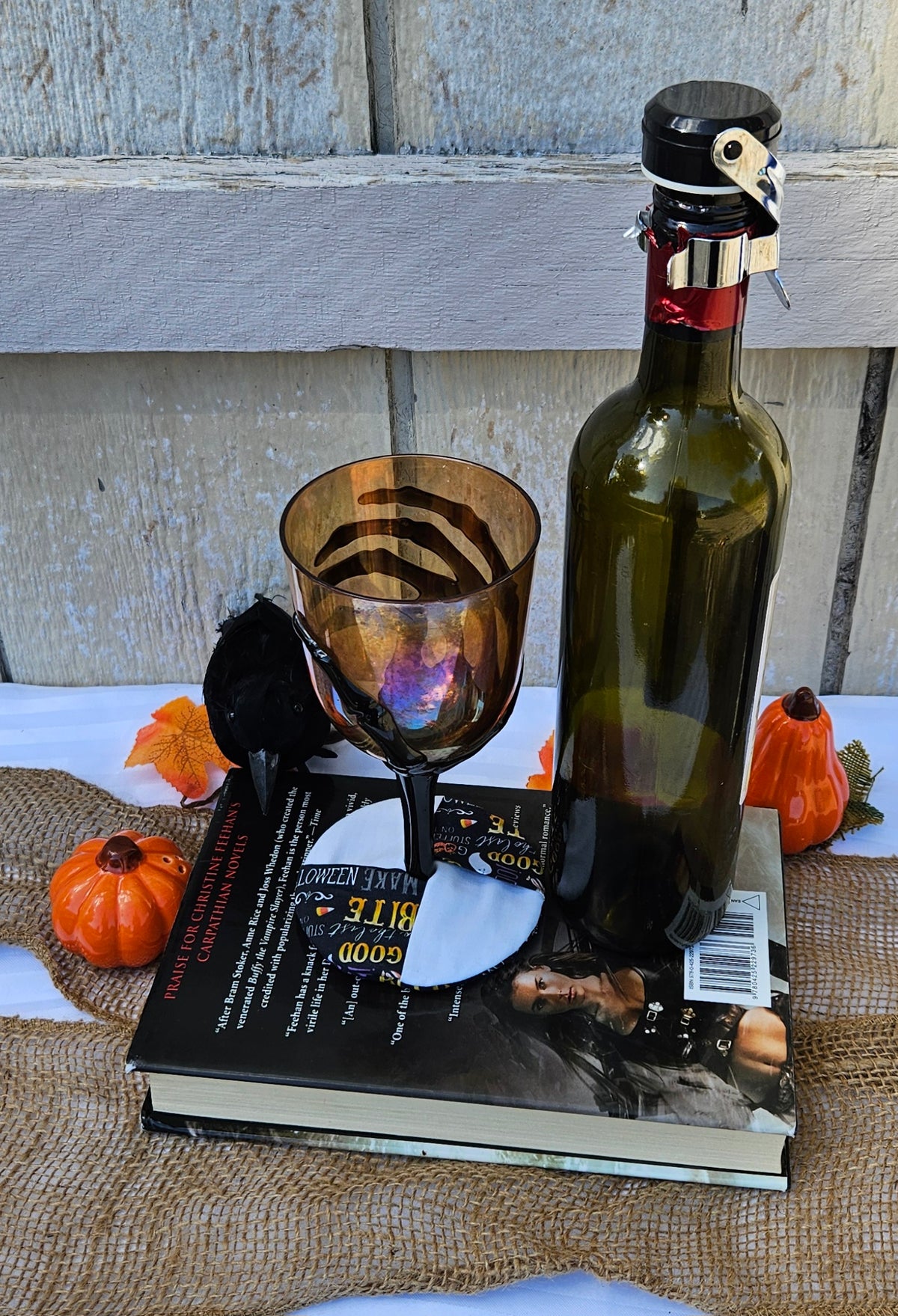 Spooky Halloween Words Collage WIne Glass Coaster