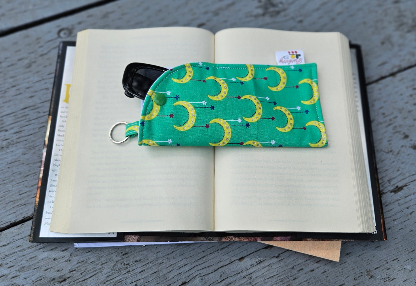"Moon and Falling Stars" Sunglasses and Eyeglasses Fabric Cases with keychain loop