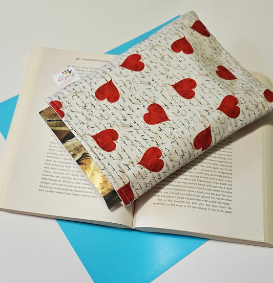 Romantic Hearts and Letter Book Sleeve for book lovers