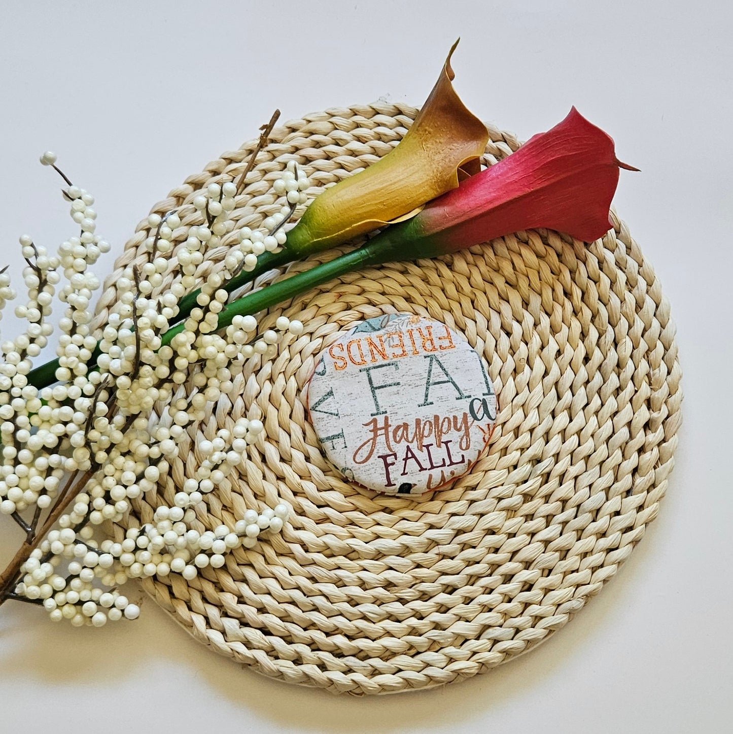 Autumn Words Collage WIne Glass Coaster