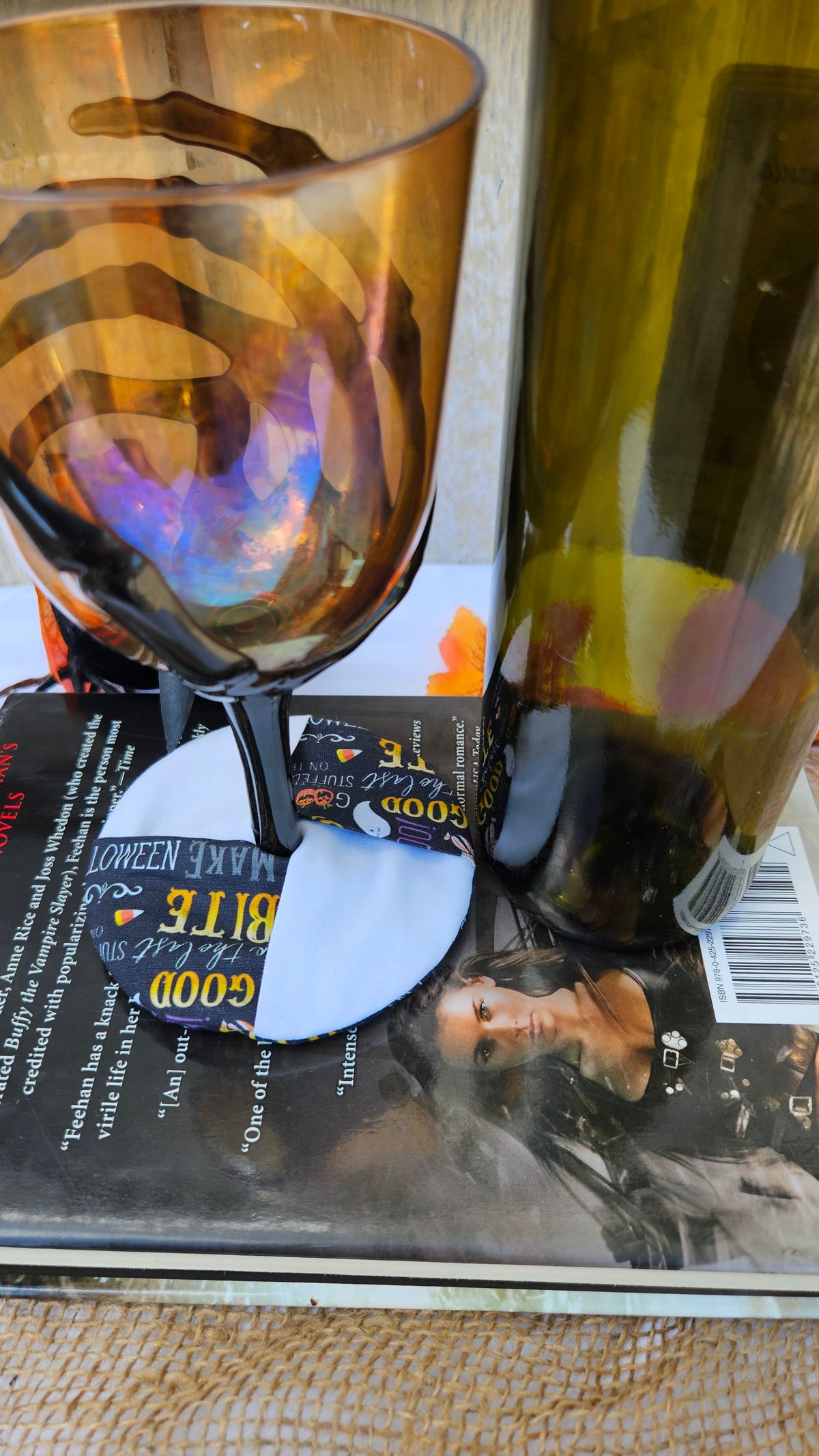 Spooky Halloween Words Collage WIne Glass Coaster