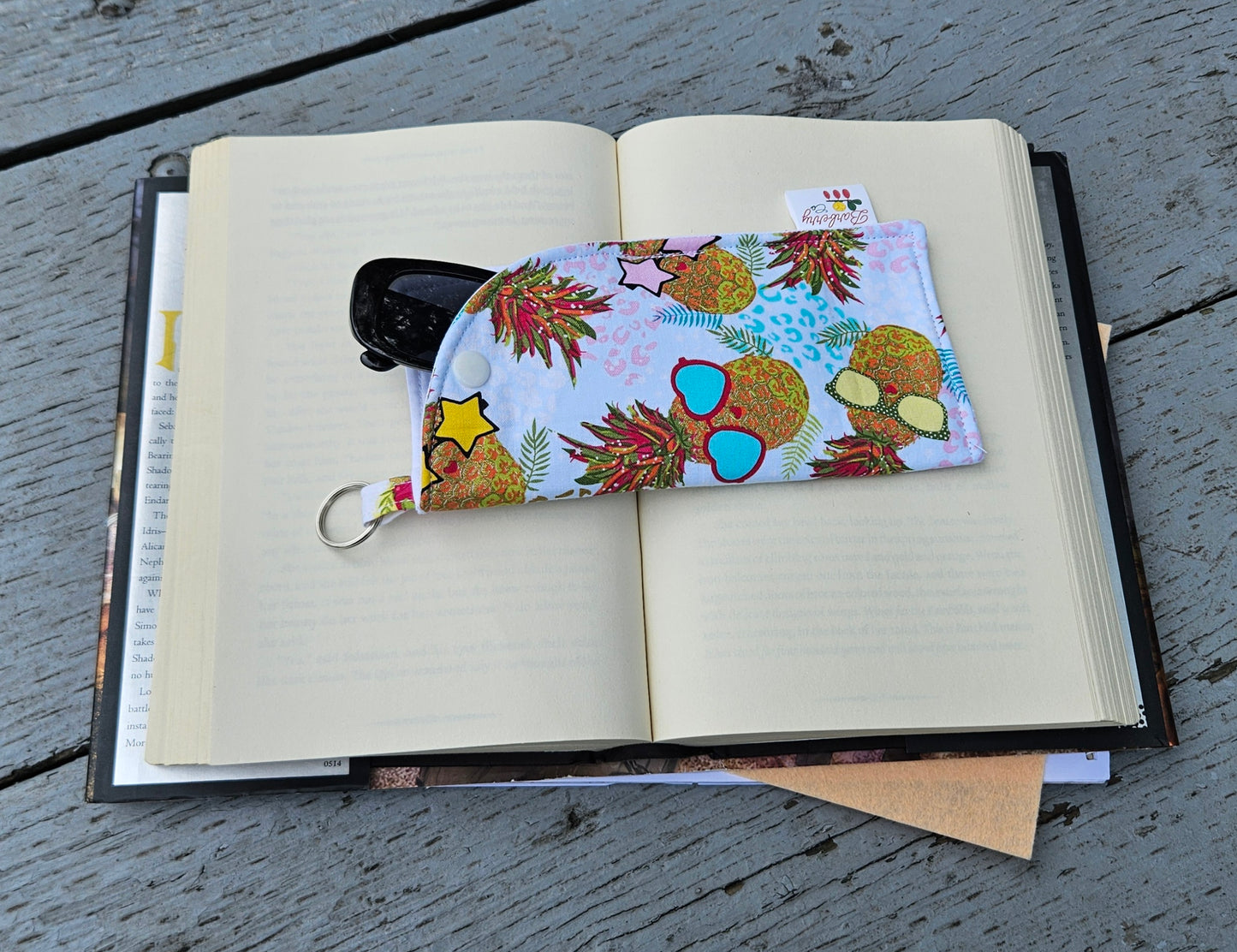 "Summer Pineapples" Sunglasses and Eyeglasses Fabric Cases with keychain loop