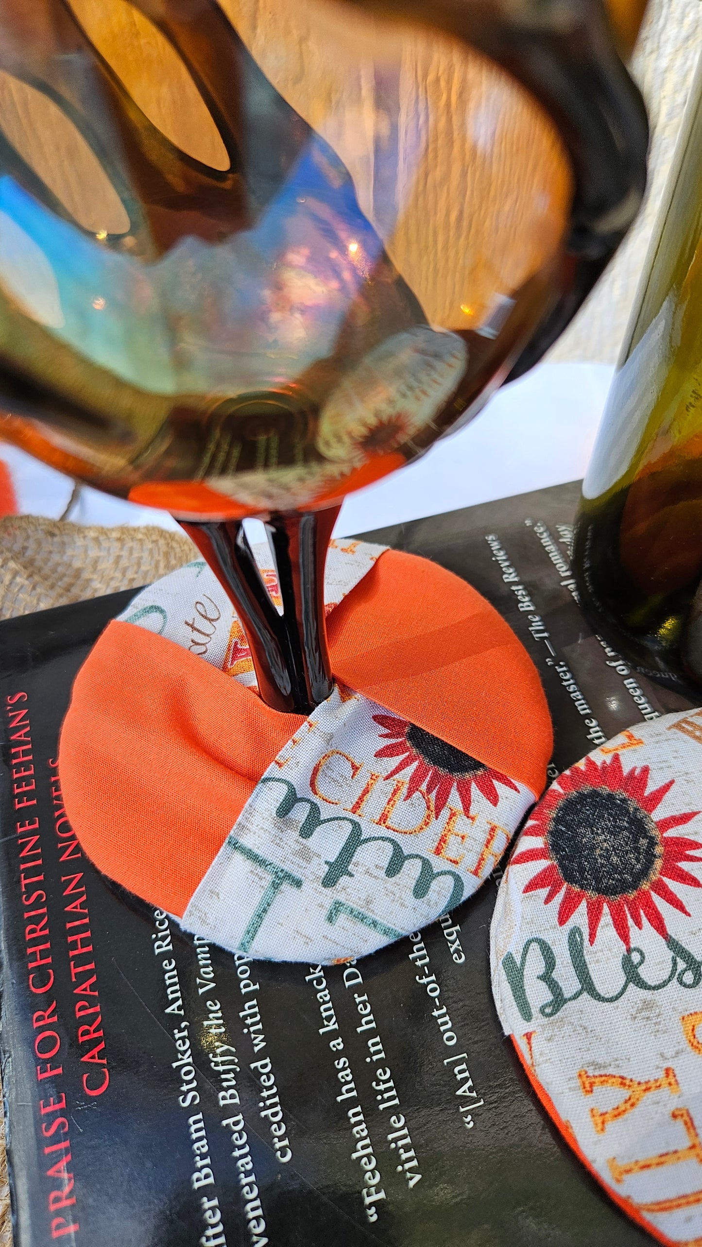 Autumn Words Collage WIne Glass Coaster