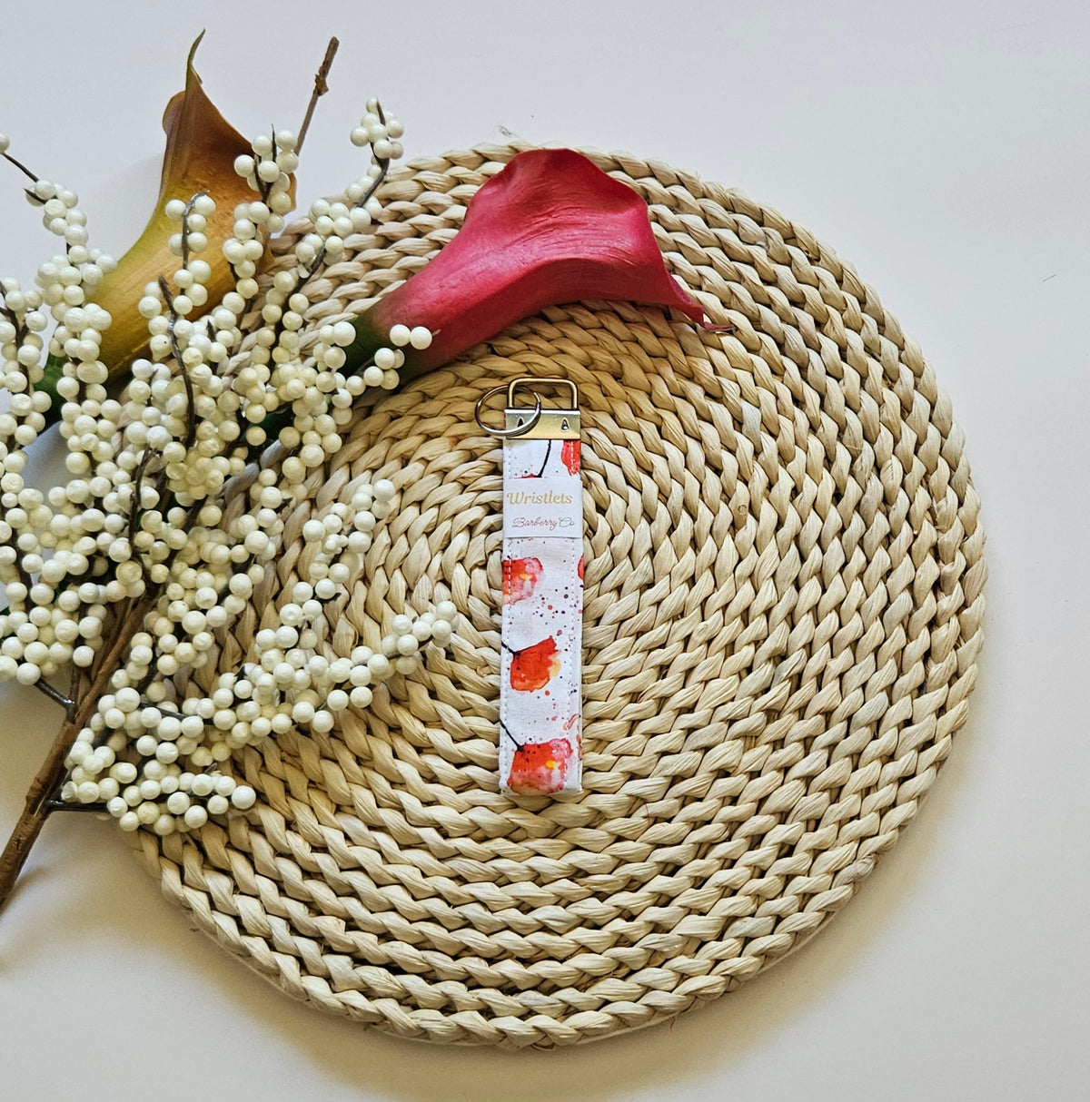 Poppy Floral Wristlet Keychain