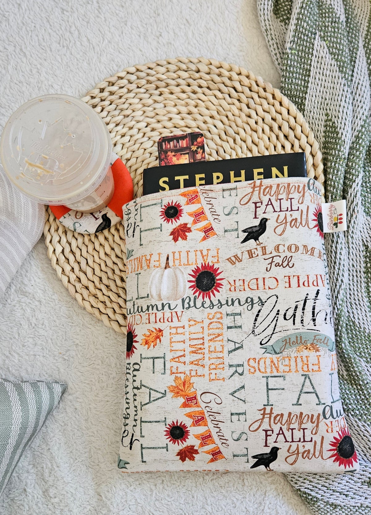 Words of Fall Bundle,books sleeve, wine glass coaster, and bookmark