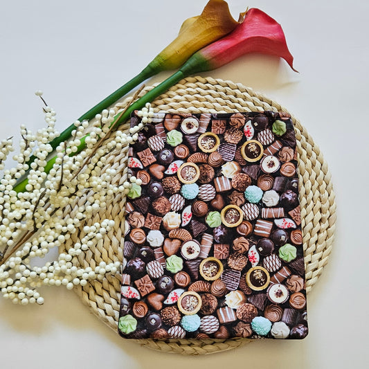 Chocolate Themed Book Sleeve, Book Protector, Book Sleeves, Gift for book lovers, bookish, Valentines